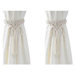 Cotton Rustic Style Curtain Tieback Set, 2 Pieces, 10x60 cm - Off White