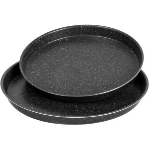 Lazord Granite Pizza Tray Set, 2 Pieces - Black