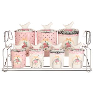 Lotus Dream Porcelain Spice Set, 7 Pieces