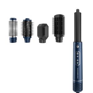 Rush Brush Air Warp Condensing Brush Set, 5 Pieces, 1600 Watt, Airflow Technology, 4 Speeds, 3 Heat Settings - Navy