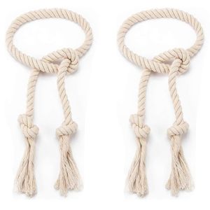 Cotton Rustic Style Curtain Tieback Set, 2 Pieces, 100 cm - Off White