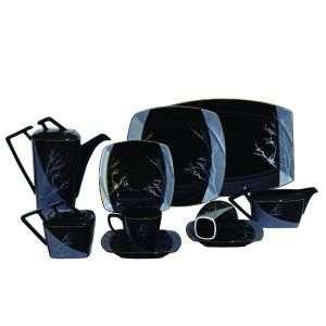 Rak Tereza Porcelain Cake Set, 24 Pieces - Black
