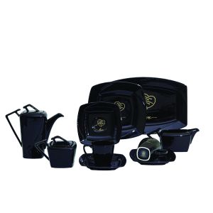 Rak Valentine Porcelain Cake Set, 24 Pieces - Black