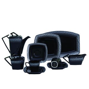 Rak Portia Porcelain Cake Set, 24 Pieces - Black