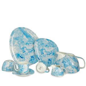 Rak Azur Porcelain Cake Set, 24 Pieces - White Blue