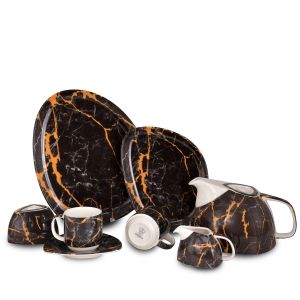 Rak Niello Porcelain Cake Set, 24 Pieces - Black