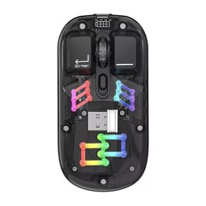 Forev FV-118 Wireless Mouse, Compatible with PCs, RGB, 4 Buttons - Black