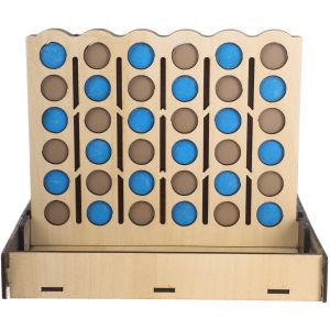 Wooden Connect 4 Game, 17×17 cm - Multicolor