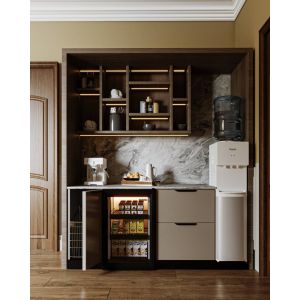 MDF Wood Coffee Corner, 210x180x60cm - Brown
