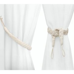 Cotton Rustic Style Curtain Tieback Set, 4 Pieces, 5x60 cm - Beige