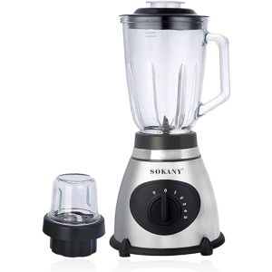 Sokany SK-148S Electric Blender with Grinder, 400 Watt, 1.5 Liter- Silver