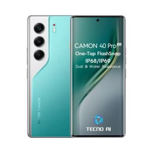 Tecno Camon 40 Pro Dual SIM 5G Smartphone, 256GB, 12GB RAM - Emerald Green + Tecno Buds 4 ANC AirPods