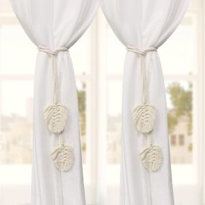 Cotton Rustic Style Curtain Tieback Set, 2 Pieces, 15x75 cm - Off White