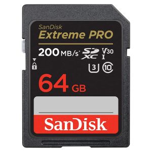 بطاقات ذاكرة ،Extreme PRO SDHC سان ديسك، 64 جيجا بايت، 200MB/s، ‎SDSDXXU-064G-GN4IN - رمادي غامق