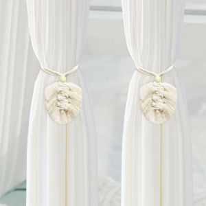 Cotton Rustic Style Curtain Tieback Set, 2 Pieces, 11x115 cm - Off White