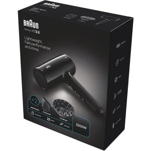 Braun BRHD225E Hair Dryer, 2200 Watts, 3 Speeds - Black