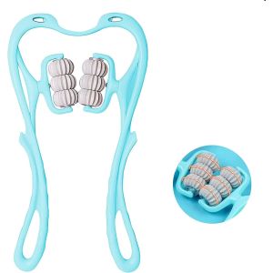 Plastic Neck Massager, 6 Cylinders - Light Blue