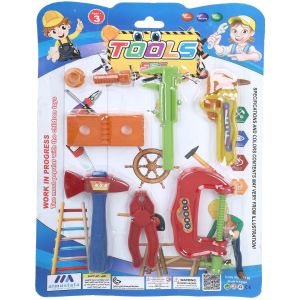 Plastic Carpenter Tools Toy for Boys, 8 Pieces - Multicolor