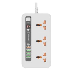 مشترك كهربائي بورودو، 3 مخرج كهرباء، 2 متر، PD-FWCH013-GY - أبيض
