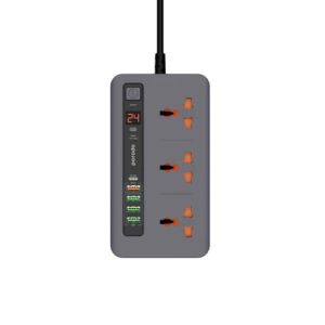 مشترك كهربائي بورودو، 3 مخرج كهرباء، 2 متر، PD-FWCH013-GY - رمادى