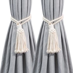Cotton Rustic Style Curtain Tieback Set, 2 Pieces, 10x60 cm - Off White