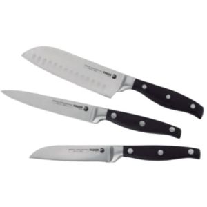 Fagor Future Stainless Steel Knife Set, 3 Pieces, Size 18/9/12.5 cm - Black Silver