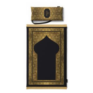 Velvet Padded Prayer Mat, 68×117 cm - Black Gold