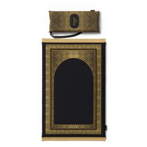 Velvet Padded Prayer Mat, 68×117 cm - Black Gold