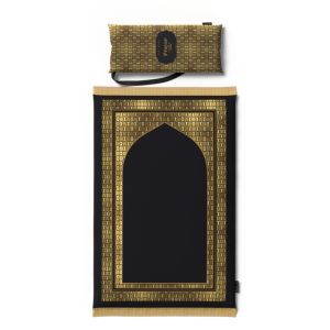 Velvet Padded Prayer Mat, 68×117 cm - Black Gold