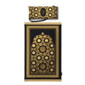 Velvet Padded Prayer Mat, 68×117 cm - Black Gold