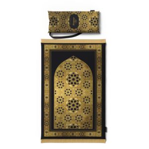 Velvet Padded Prayer Mat, 68×117 cm - Black Gold
