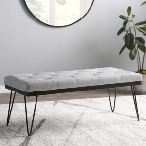 Steel And Fabric Banquette, 120x40x45cm - Grey Black