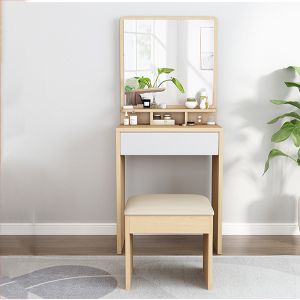 Dressing Table With MDF Wooden Chair, 60X150X40 Cm - Light Wood 