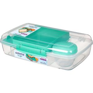 Sistema Plastic Lunch Box, 1.76 Liters - Clear Turquoise