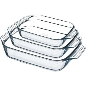 Pyrex Glass Oven Casserole Set, 3 Pieces - Clear