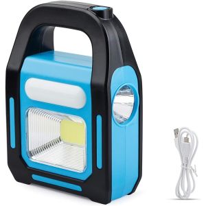 Portable LED Flashlight, Rechargeable, 3 in 1, USB Port - Black Blue