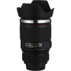 Lens-Shaped Thermal Mug, Stainless Steel - Black
