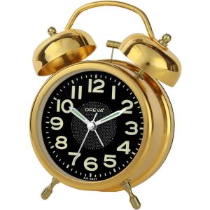Alarm Clock With Night Light, Metal - Gold