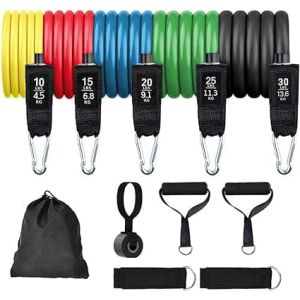 Exercise Resistance Bands Set, 11 Pieces - Multicolor