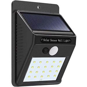 LED Wall Spotlight, Solar Powered, Motion Sensor, 20 Bulbs - Black