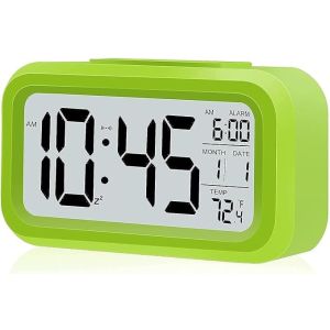 Digital Alarm Clock, LED Screen, Light Switch - Light Green