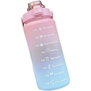 Sports Design Water Bottle, With with Clips Lid, 2 Liters - Light Blue Pink