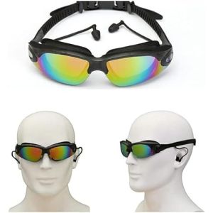 Reflective Swim Glasses, For Men - Black