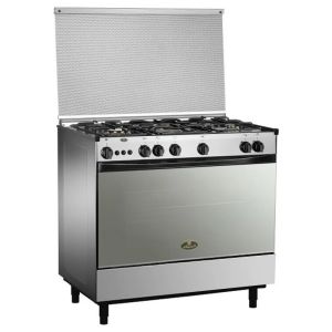 Kriazi 9700SM Joker Deluxe Gas Cooker, 5 Burners, Oven/Grill/Interior Light, 90 x 60 cm - Silver