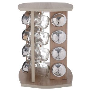 Elite Glass Spice and Jars Set, 16 Pieces With Stand - Clear