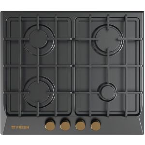 Fresh 9849 Built In Gas Stove, 4 Burner, 60 cm - Black