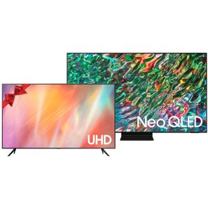 Samsung QA65QN90BAUXEG Smart TV, 65 Inch, 4K, QLED, With Built in Receiver - Black + Samsung 43AU7000 Smart TV, 43 inch, LED,UHD, With Built-in Receiver - Black