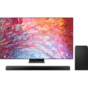Samsung QA65QN700BUXEG Smart TV, 65 Inch, QLED, 8K, With Built-in Receiver - Silver + Samsung HW-Q700A Sound Bar, 330 W - Black