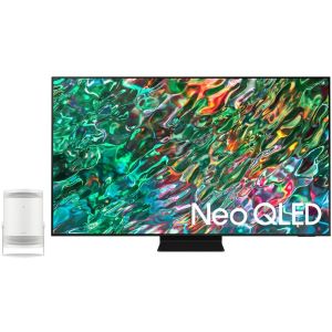 Samsung QA85QN90BAUXEG Smart TV, 85 Inch, 4K, QLED, With Built in Receiver - Black + Samsung SP-LSP3BLA Projector, Ultra Short Throw Projector 1080p - White