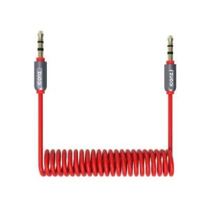Iconz IJCC1RT AUX Coiled Cable, 1 Meter - Red